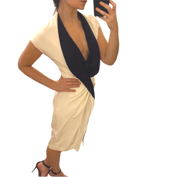 NWOT Givenchy Paris FW 2012 White Silk Cocktail Dress w/ Black Frill Trim 6 / 38 - Picture 8 of 16